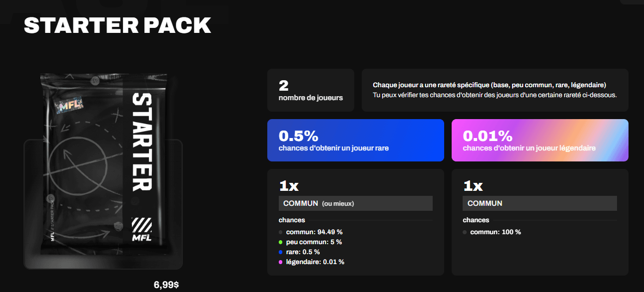 Guide MFL - Image d'un starter pack dans la boutique